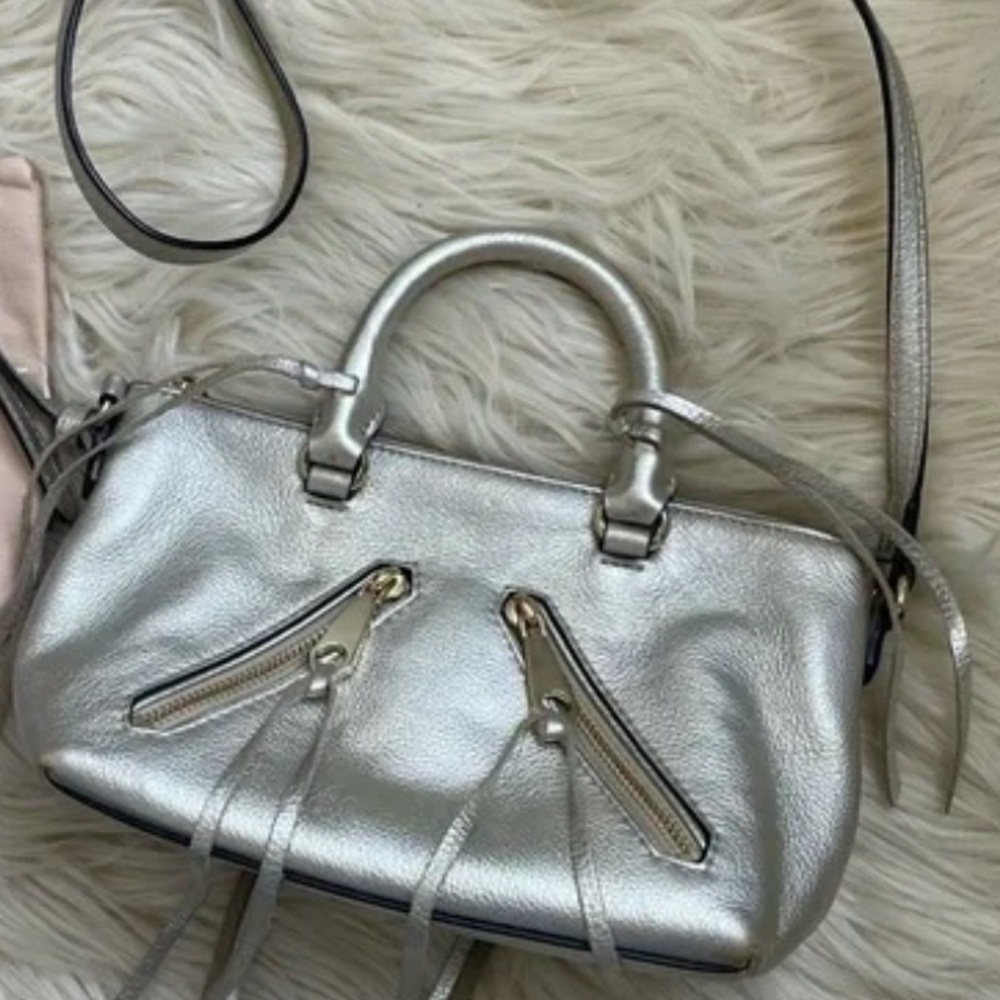 Rebecca Minkoff Metallic‎ Gold 100%Leather Tassel Accent Detail MiniCross Bag - Picture 3 of 13